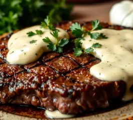 Bife com molho de creme de alho: suculento e fácil para um almoço cheio de sabor