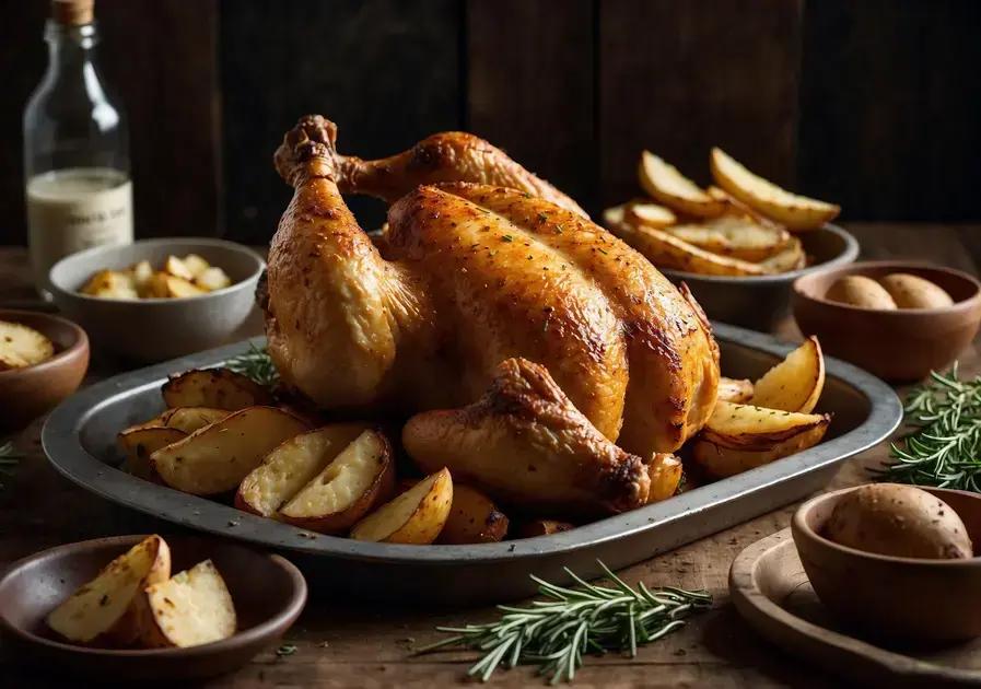 frango assado com batatas ao forno