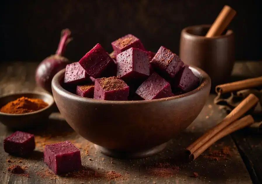 Beterraba assada com cacau e canela