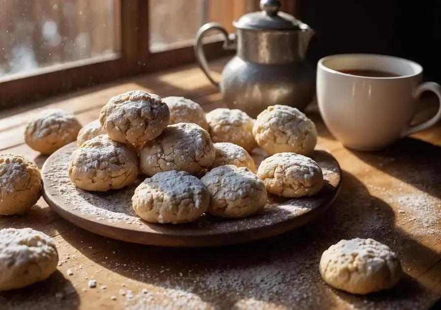 Biscoitos bola de neve com leite condensado