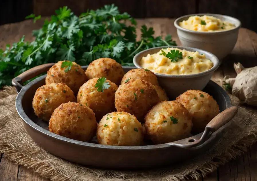 Bolinho de mandioca com calabresa e queijo