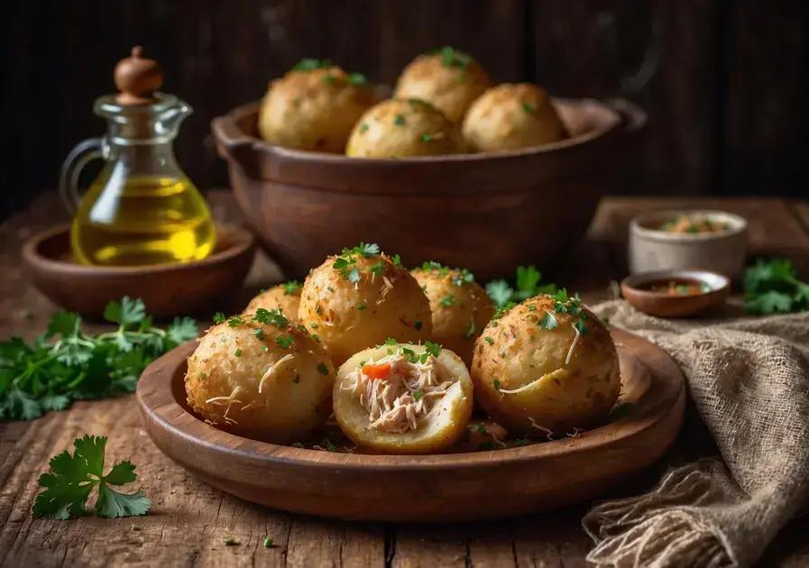 Bolinhos fit de batata recheados
