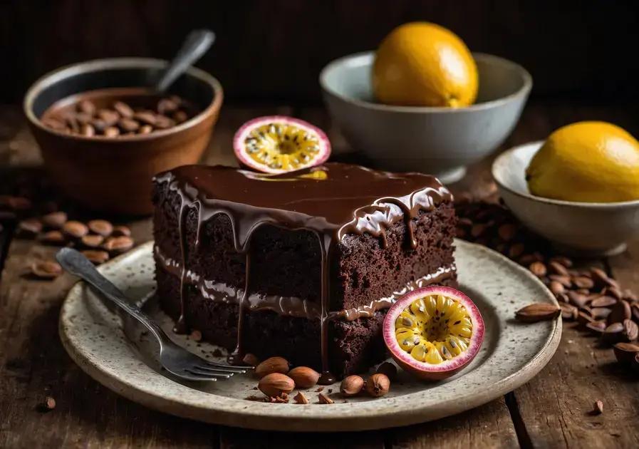 bolo de chocolate com recheio de maracujá