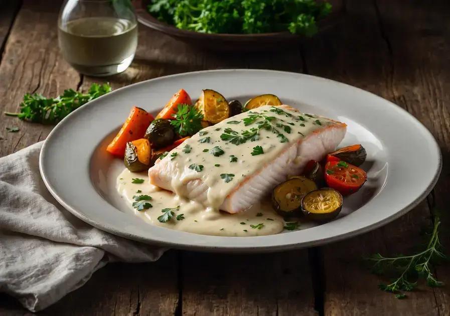 Filé de peixe ao forno com molho branco