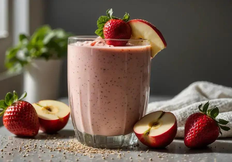 suco cremoso de maçã com morango
