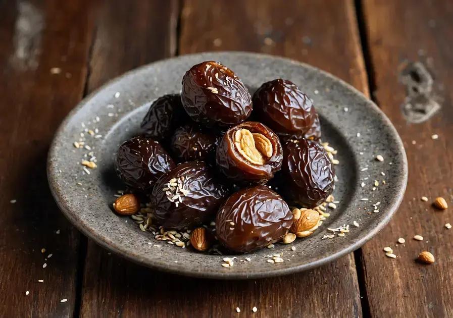 tâmaras recheadas com frutos secos e chocolate