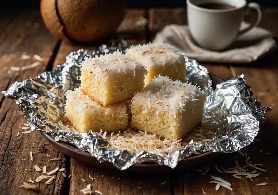 bolo gelado de coco embrulhado