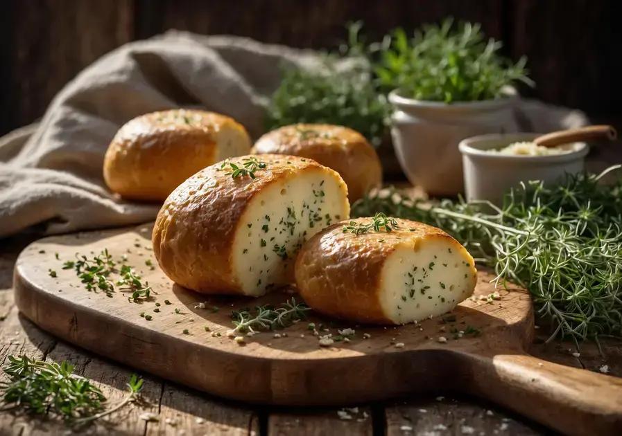 Pãezinhos de queijo branco e ervas finas
