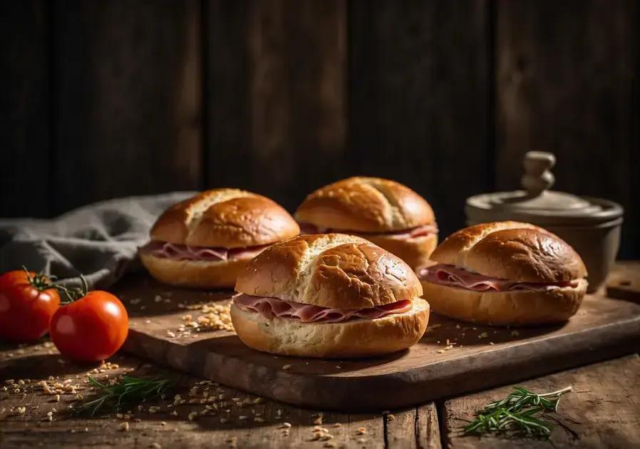 Pãozinho recheado de presunto e queijo