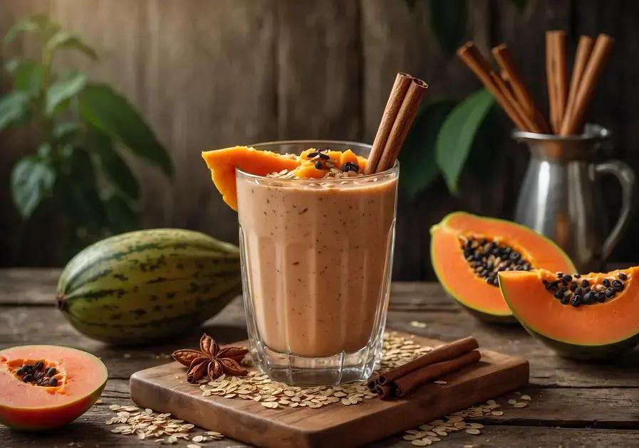 Vitamina de mamão com aveia e canela